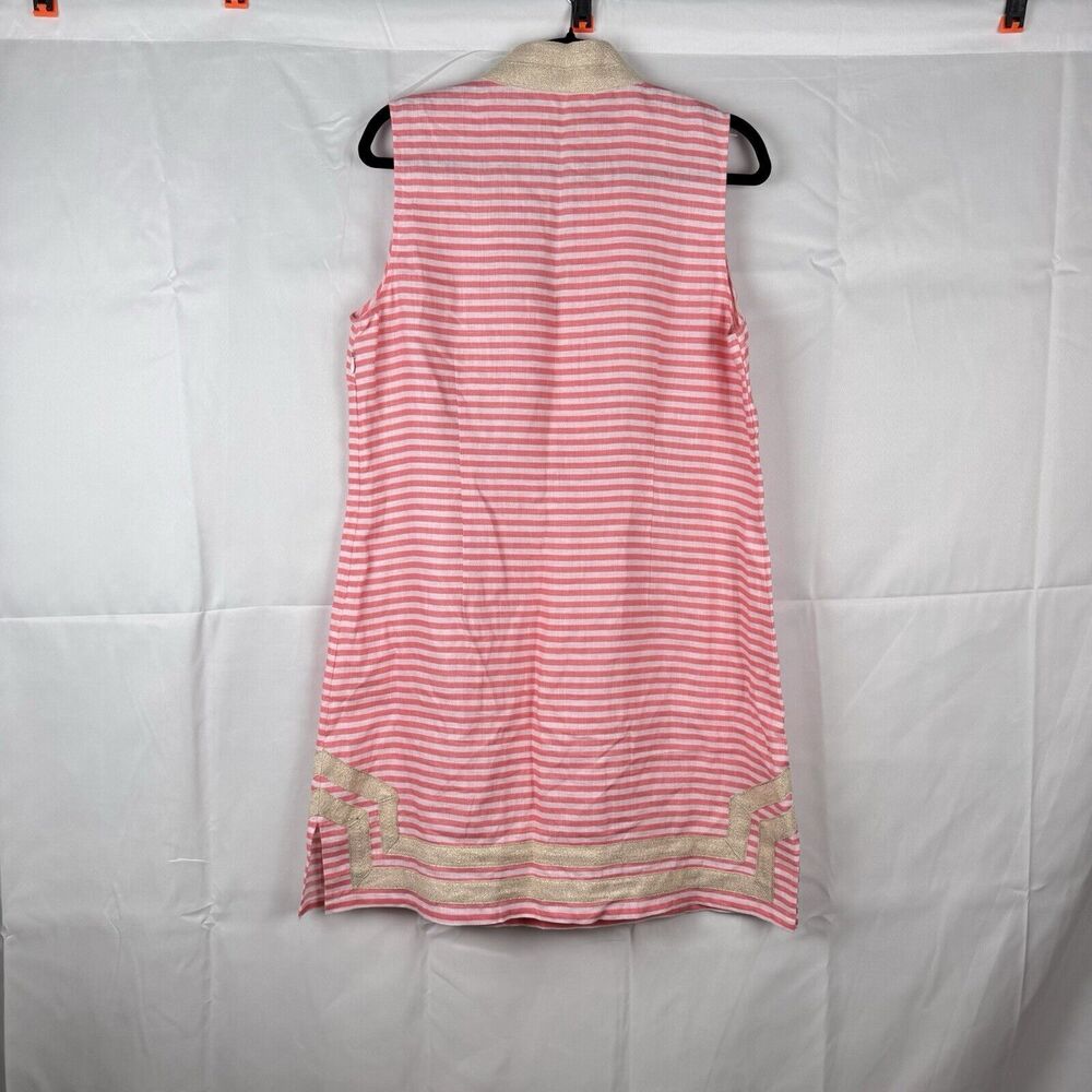Sail to Sable 100% Linen Tunic Mini Dress With Golden Trim - Picture 2 of 9